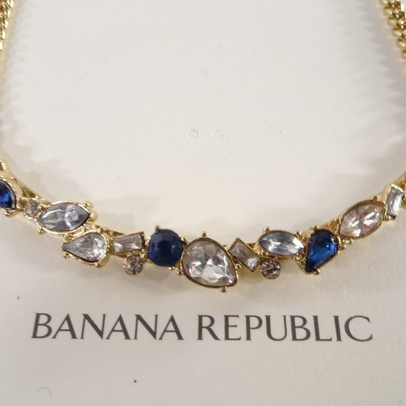 Banana Republic Midnight Gemstone Gold Link Short Necklace NWT 48 - Picture 6 of 8